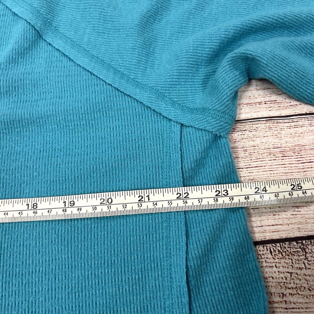 Wildfox Haley Brushed Knit Long Sleeve V-Neck Top Women’s XL Turquoise WLT40185 - Picture 8 of 9